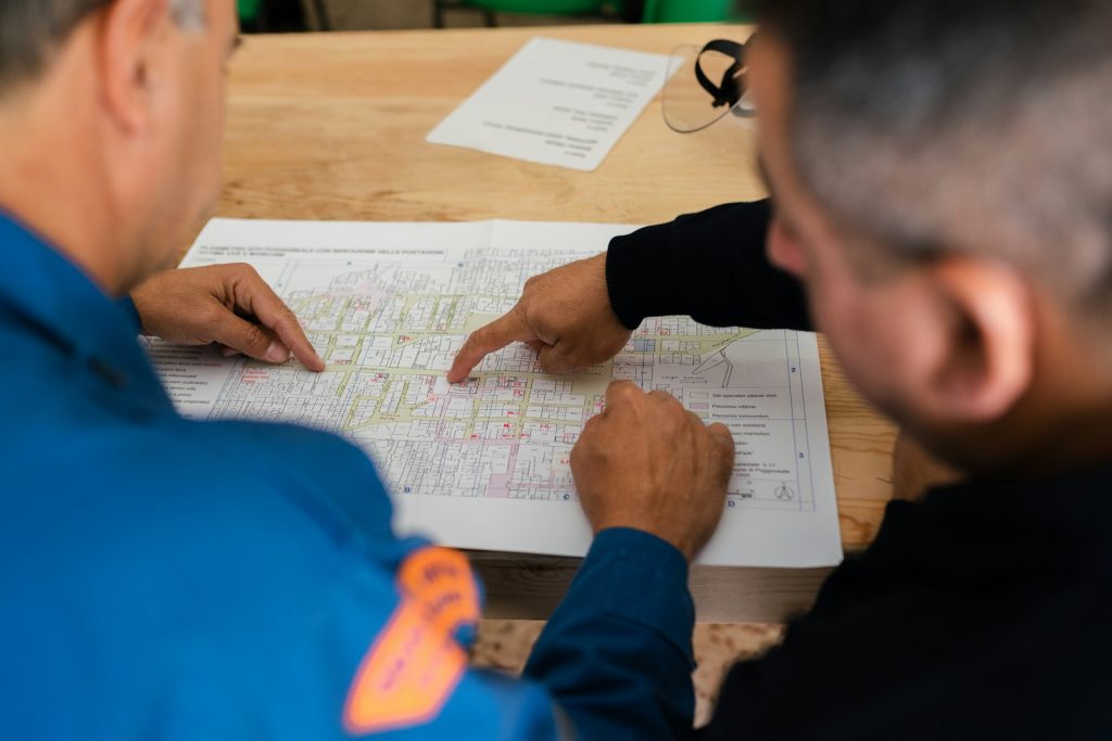 Men looking at a plan